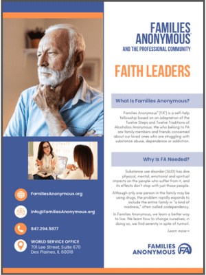 FAMILIES ANONYMOUS AND THE PROFESSIONAL COMMUNITY – FAITH LEADERS
