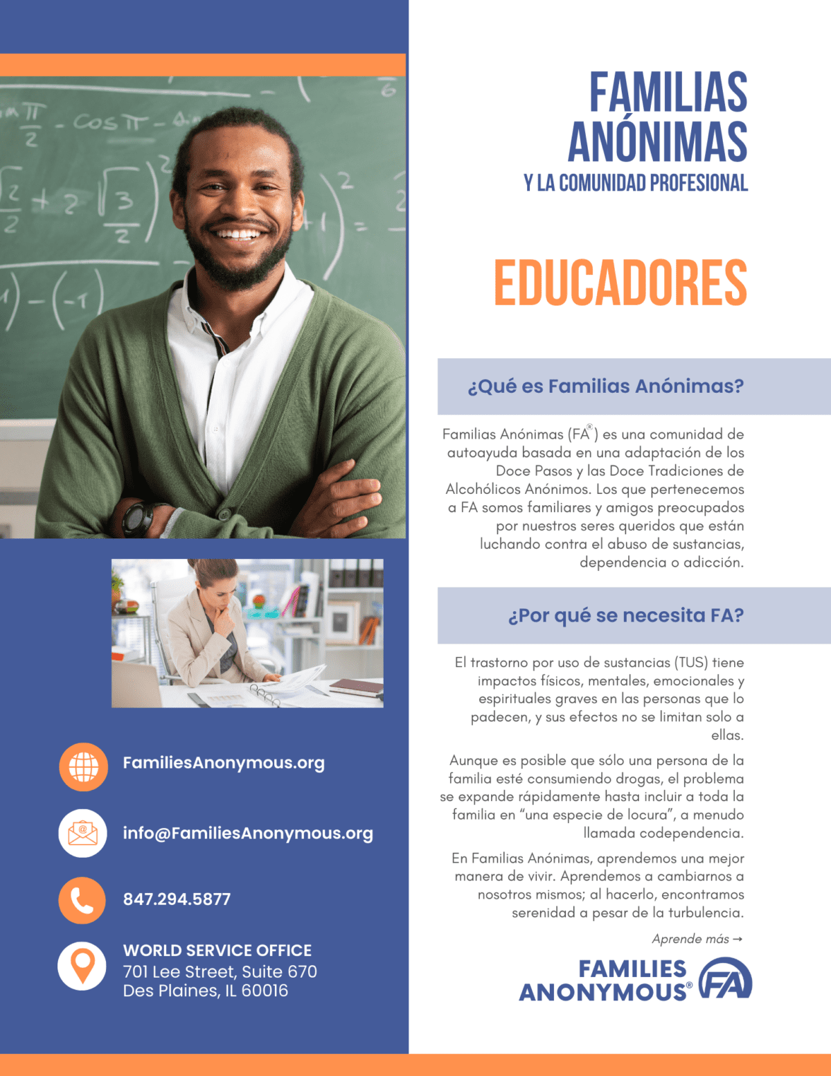 Families Anonymous and the Professional Community – Educators – SPANISH