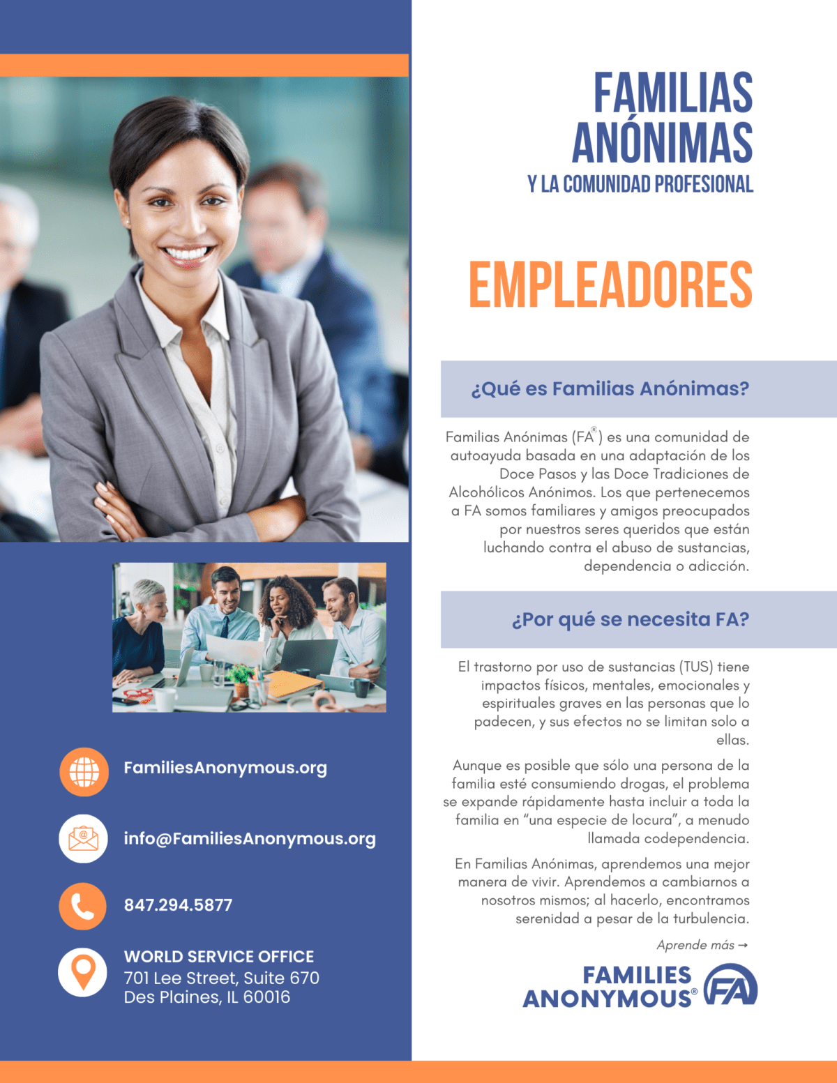 Families Anonymous and the Professional Community – Employers – SPANISH