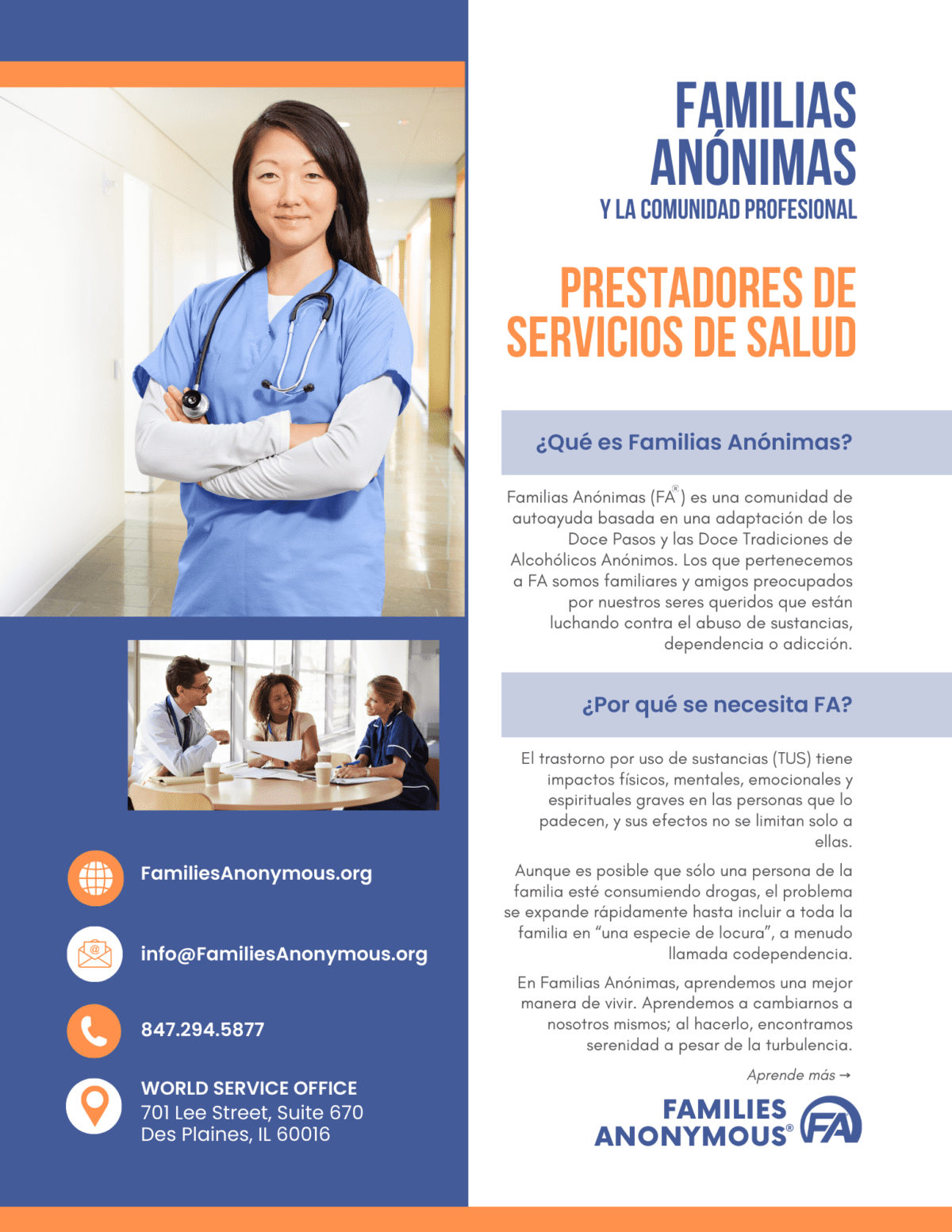 Families Anonymous and the Professional Community – Healthcare – SPANISH