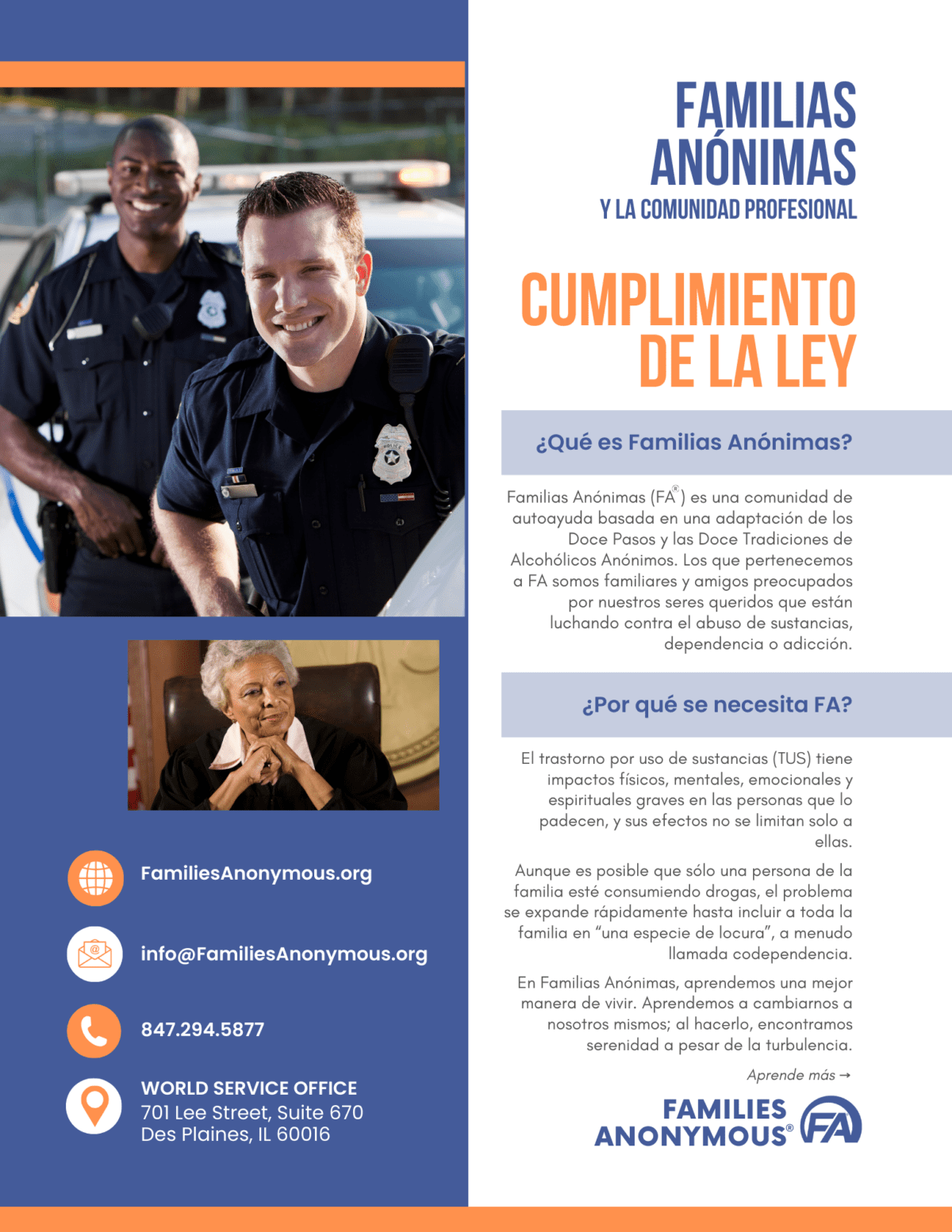 Families Anonymous and the Professional Community – Law Enforcement – SPANISH